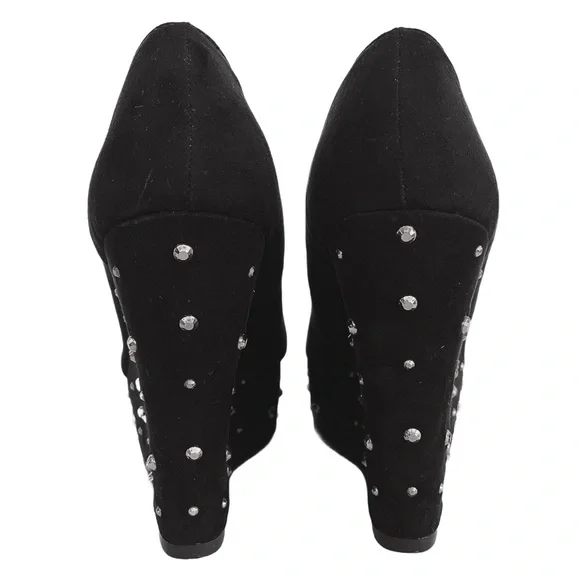 Suede and Rhinestones Platform Shoes - Picture 3 of 10